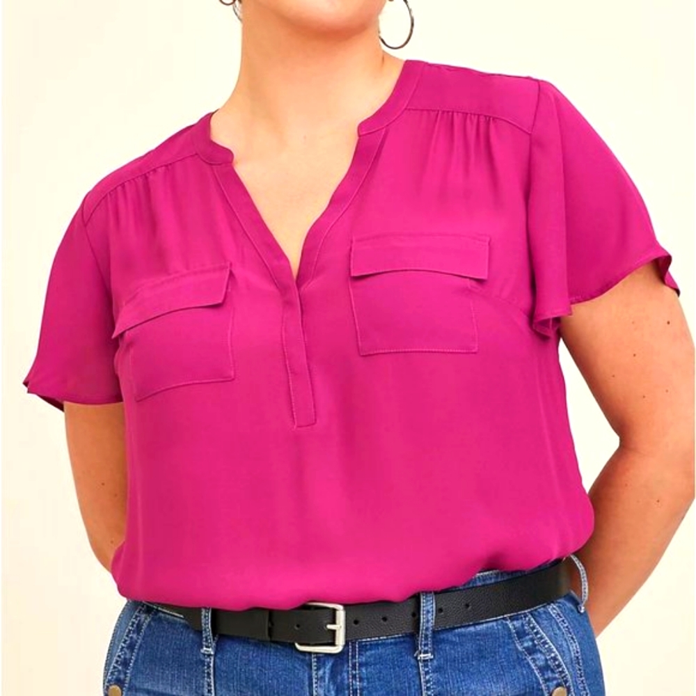 ❤️NWT TORRID HARPER GEORGETTE PULLOVER FLUTTER SLEEVE BLOUSE - PLUS SIZE 1X